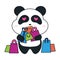 Cute panda love shopping cartoon illustration
