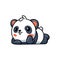 Cute panda lying down cartoon