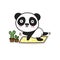 Cute Panda meditating with yoga.Cute cartoon character
