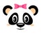 Cute panda with pink bow. Girlish print with chinese bear for t-shirt
