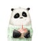 Cute panda portrait with birthday cake, watercolor illustration