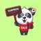 cute panda with promotion sign and gift box in black friday sale cartoon vector illustration.