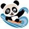 Cute panda on skis. Isolated vector illustration. Generative AI