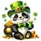 Cute Panda St Patrick\\\'s Day Clipart Illustration AI Generative