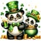 Cute Panda St Patrick\\\'s Day Clipart Illustration AI Generative