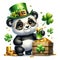 Cute Panda St Patrick\\\'s Day Clipart Illustration AI Generative