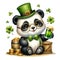 Cute Panda St Patrick\\\'s Day Clipart Illustration AI Generative