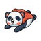 Cute panda superhero cartoon flying