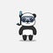 Cute panda wearing diving goggles