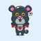 Cute panther cartoon character holding love decoration.