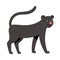 Cute panther character, big cat illustration, black jaguar with smiling face expression, jungle feline, vector