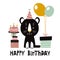 Cute panther. Happy Birthday cartoon vector illustration