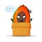 Cute papaya mascot in the box