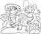 Cute parasaurolophus, funny illustration coloring book