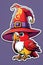 cute parrot bird wearing a witcher hat