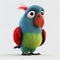 cute parrot cartoon posing on white