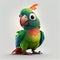 cute parrot cartoon posing on white