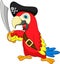 Cute parrot pirate cartoon