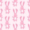 Cute pastel cartoon bunny rabit animal seamless pattern