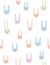 Cute Pastel Color Smiling Bunnies Vector Pattern. Lovely Kawaii Rabbits on a White Background.