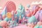 cute pastel colored candyland, generative ai illustration