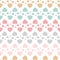 Cute pastel hearts seamless pattern on white background