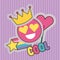 Cute patches badge cool smile crown heart fashion
