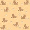 Cute pattern bull dog paw gress vector