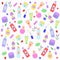 Cute pattern with cosmetics. Seamless pattern with makeup.
