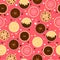 Cute pattern with different cookies. Emotion food.
