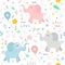 Cute pattern with happy elephants