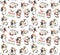 Cute pattern seamless background funny Santa Calico kitten cats Christmas animal cartoon doodle drawing isolated on white