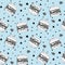 Cute pattern with white burgers on blue background