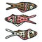 Cute patterned brown fish vector illustration. Decorative nautical life clipart.