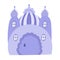 Cute patterned fairy tale castle with towers of kings and queens. Magic medieval castle for kids nursery, children