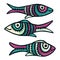 Cute patterned fish vector illustration. Decorative aquatic life clipart