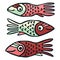 Cute patterned red fish vector illustration. Decorative aquatic life clipart