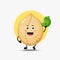 Cute pea character carrying green apple