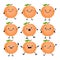 Cute peach characters set with different emitions vector illust