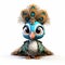 Cute Peacock Cartoon Character In Bill Gekas Style