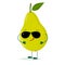 A cute pear green character in the style of a cartoon in sunglasses.