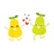 Cute pears couple for valentines day card