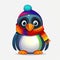 Cute penguin babies with happy faces. Baby penguin illustration with colorful bodies. Beautiful baby penguin cartoon design