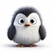 Cute Penguin With Big Eyes - 3d Render Stock Photo