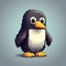 Cute Penguin Character In Realistic Pixel Art Style