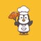Cute penguin chef with fish