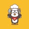 Cute penguin chef holding spoon and fork