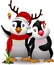 Cute penguin christmas cartoon couple with love