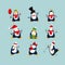 Cute penguin collection for Christmas and New Year design.