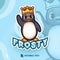 Cute Penguin Crown Logo Mascot Cartoon